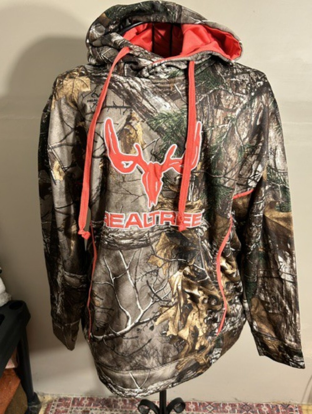Realtree size large womens shirt camo camouflage hoodie sweatshirt pink brown
